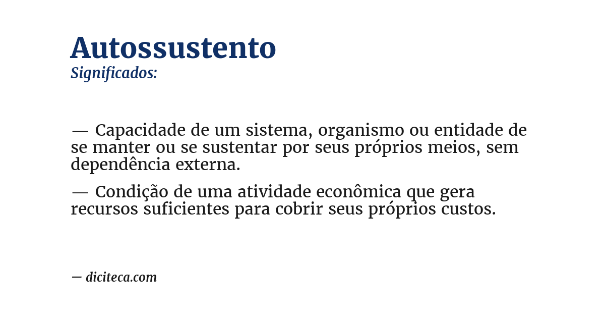 Significado de autossustento