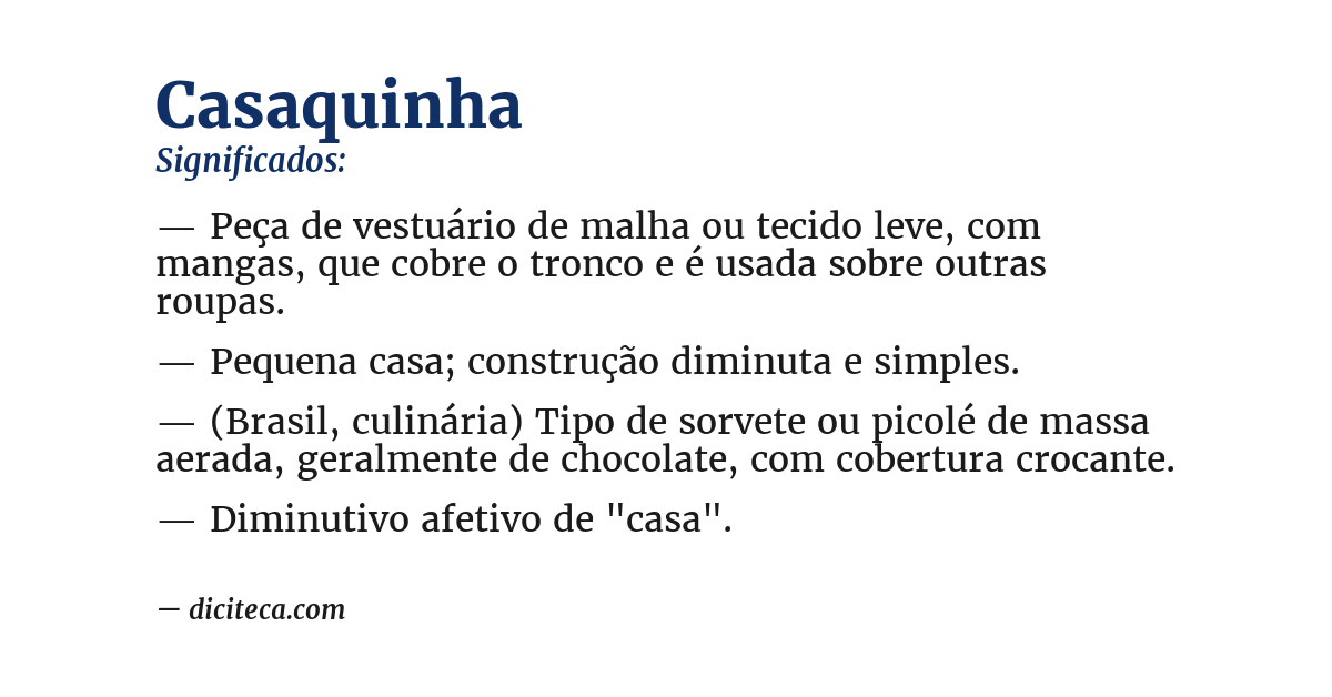 Significado de casaquinha