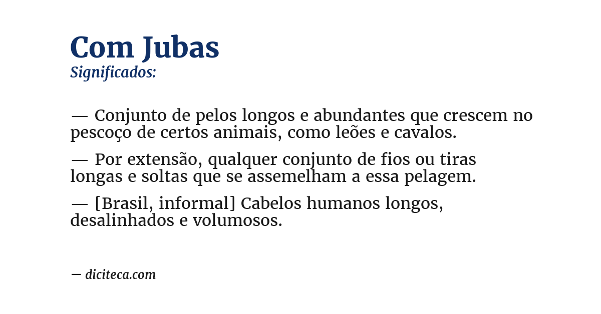 Significado de com jubas