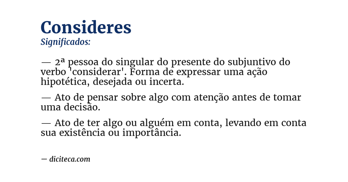 Significado de consideres
