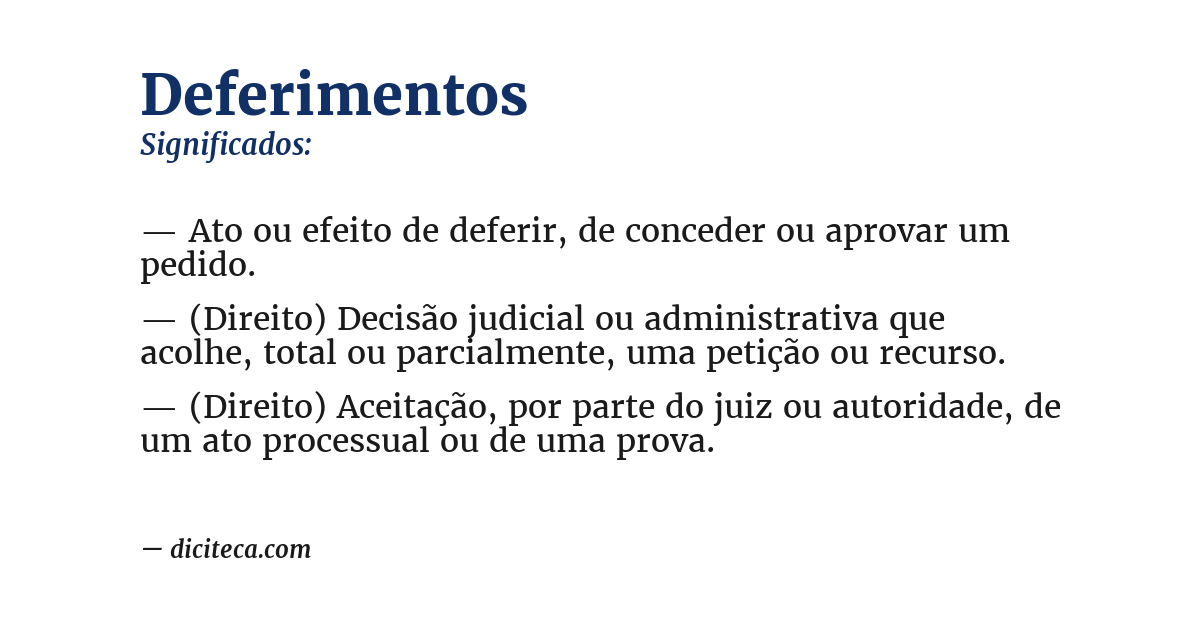 Significado de deferimentos