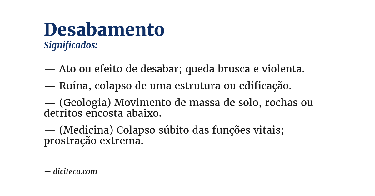 Significado de desabamento