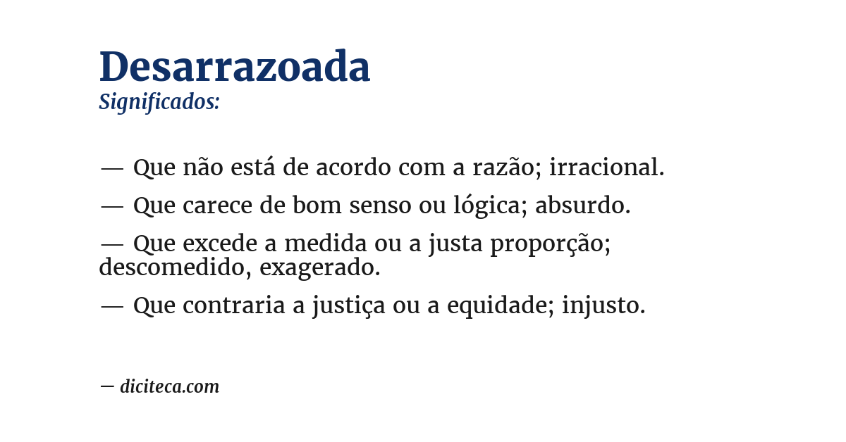 Significado de desarrazoada