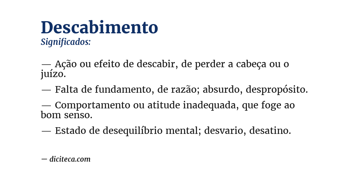 Significado de descabimento