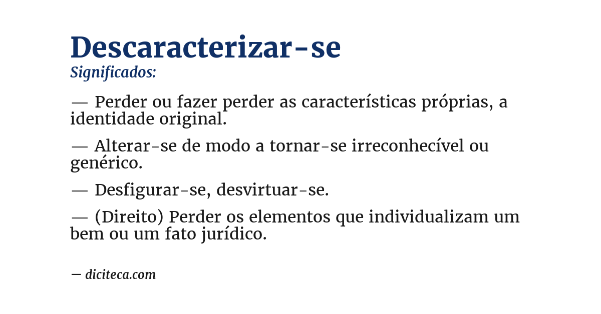 Significado de descaracterizar-se