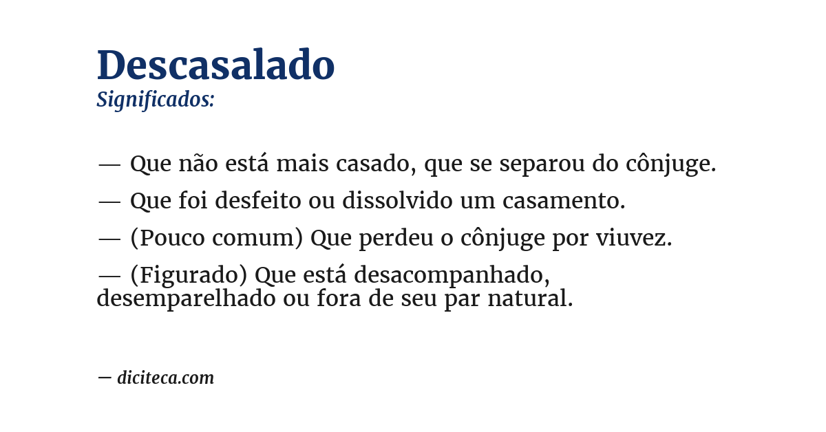 Significado de descasalado