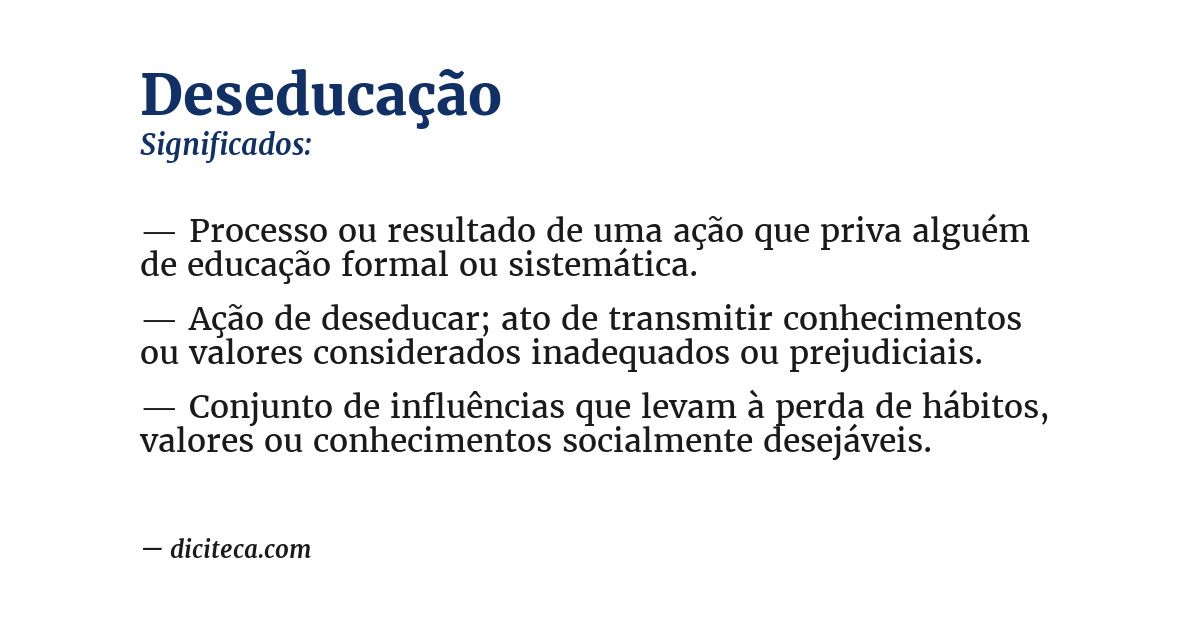 Significado de deseducação
