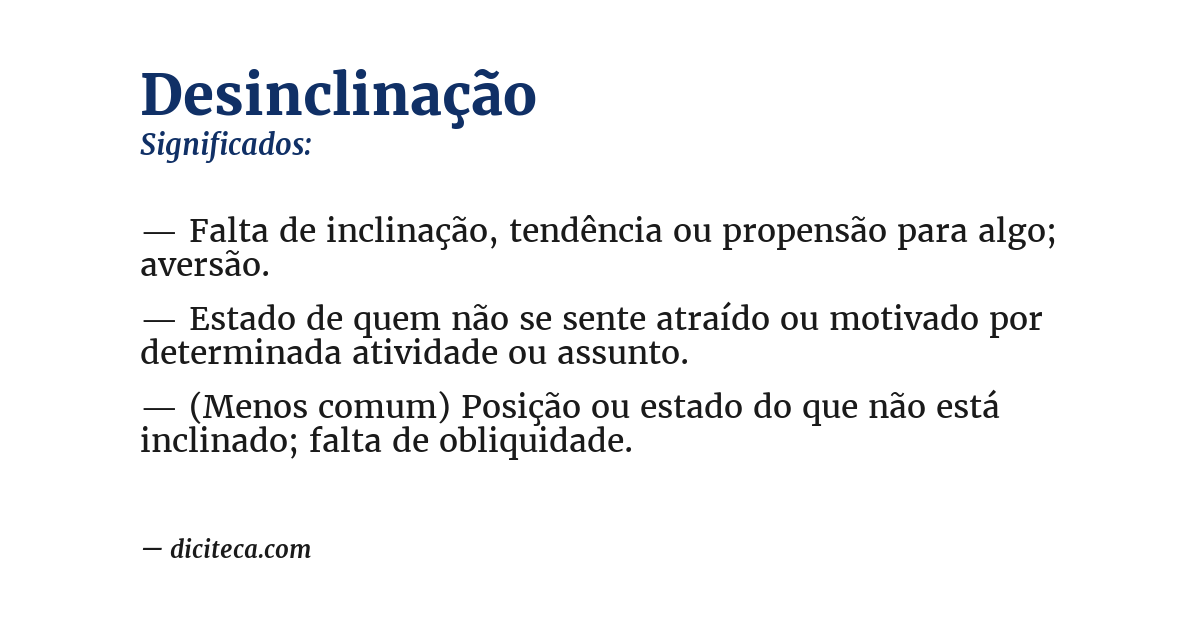 Significado de desinclinação
