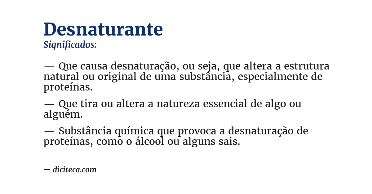 Significado de desnaturante