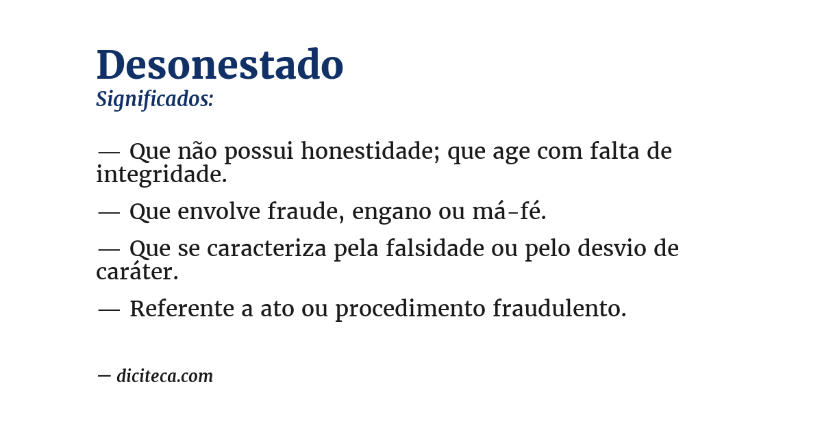 Significado de desonestado