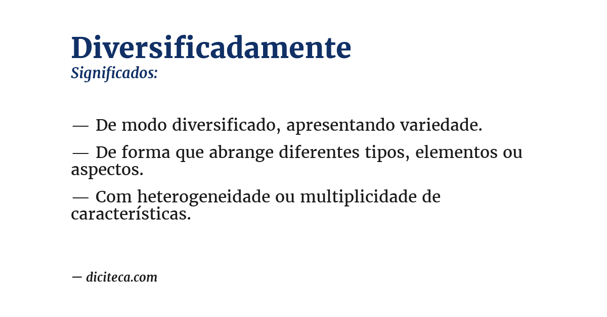 Significado de diversificadamente