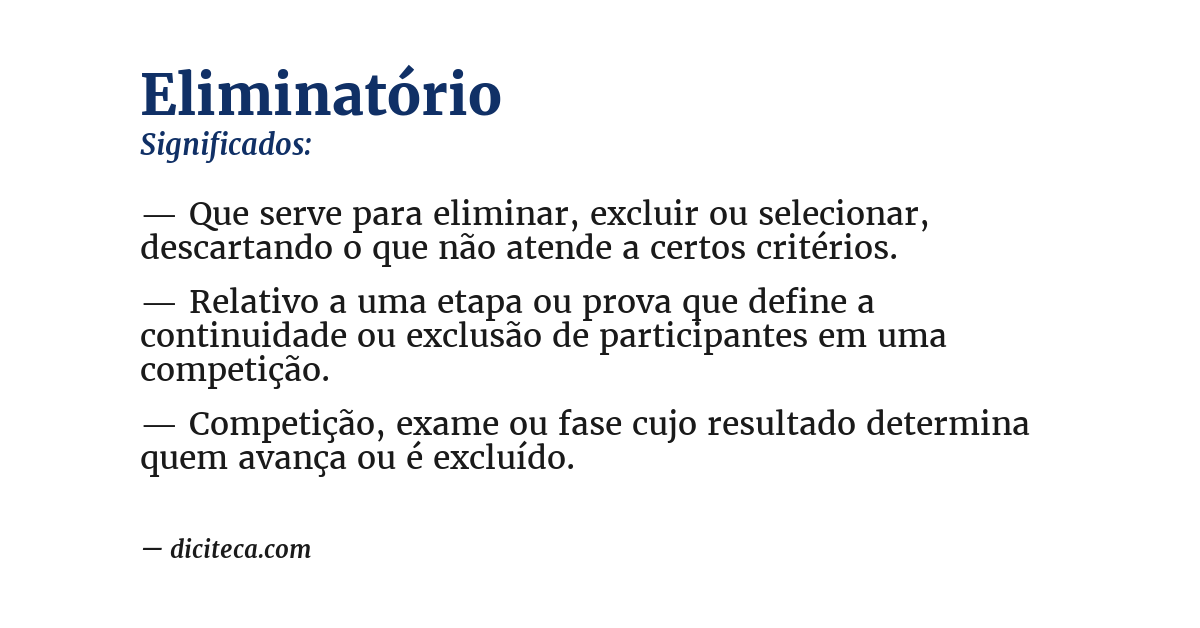 Significado de eliminatório