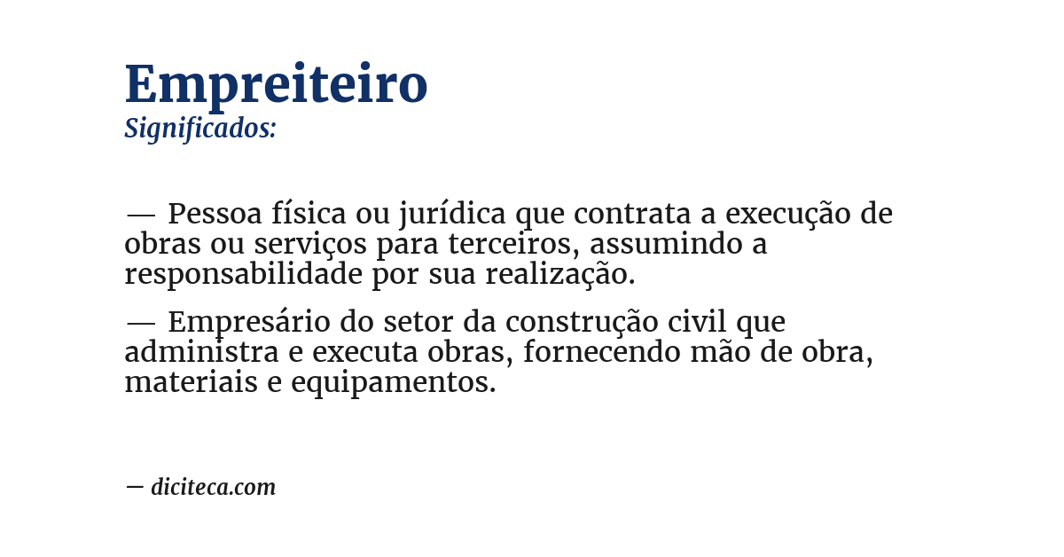 Significado de empreiteiro