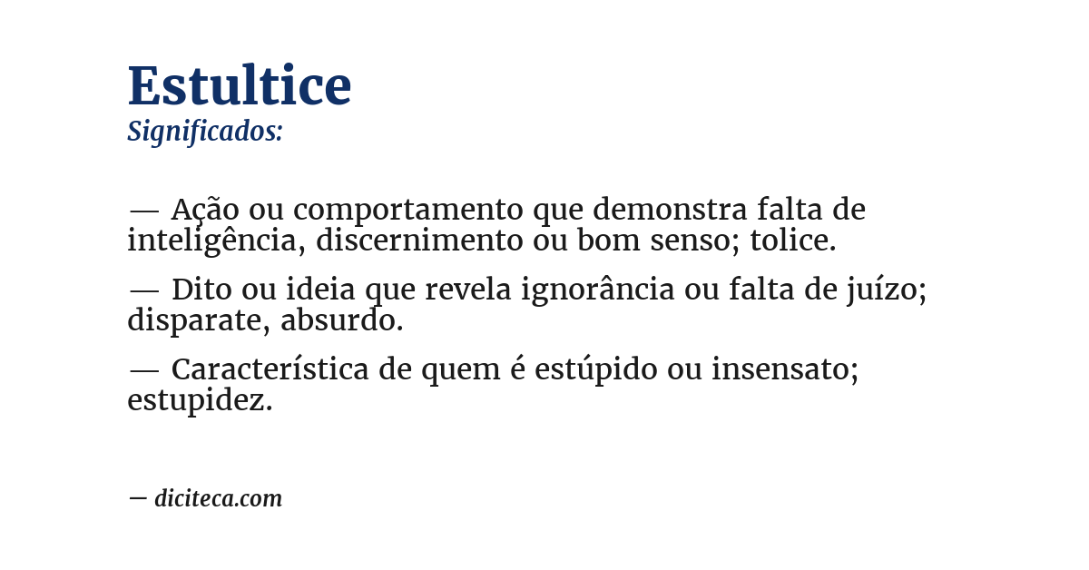 Significado de estultice