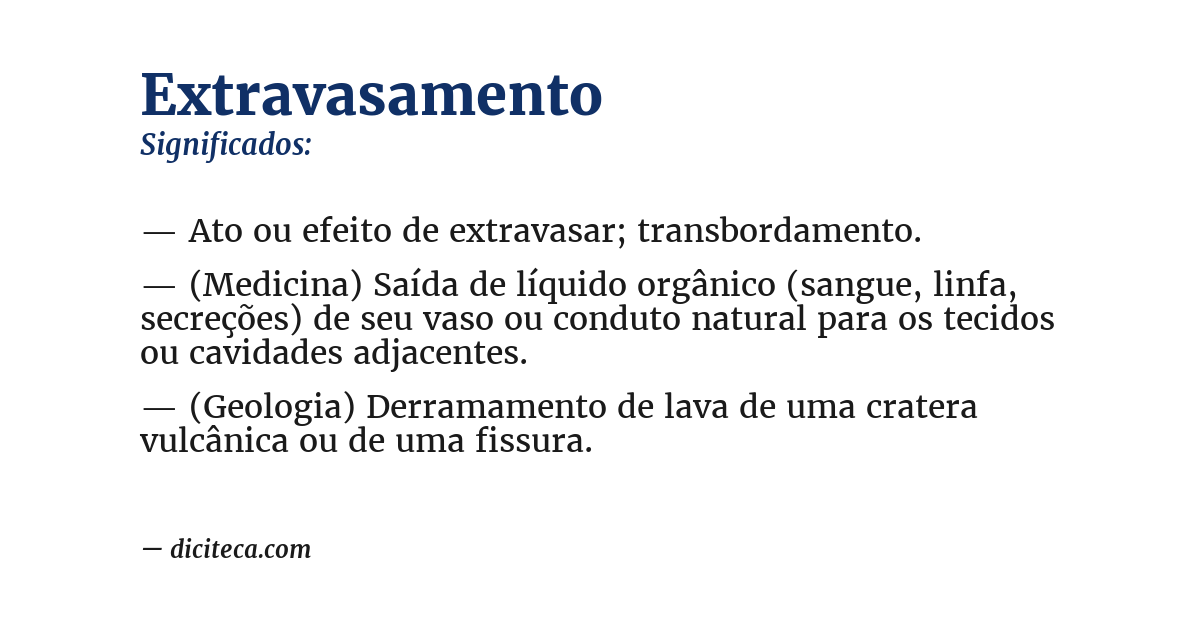 Significado de extravasamento