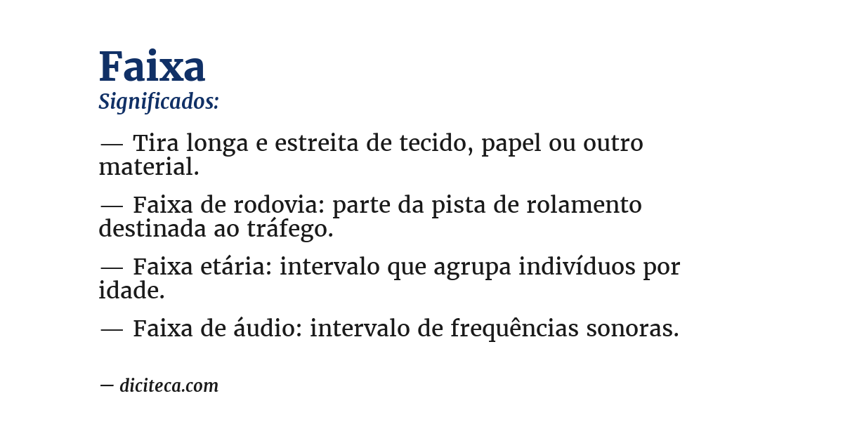Significado de faixa