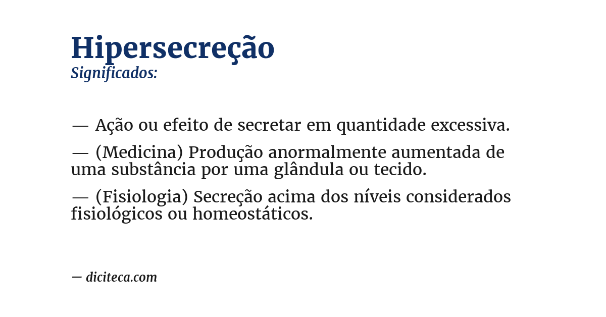 Significado de hipersecreção