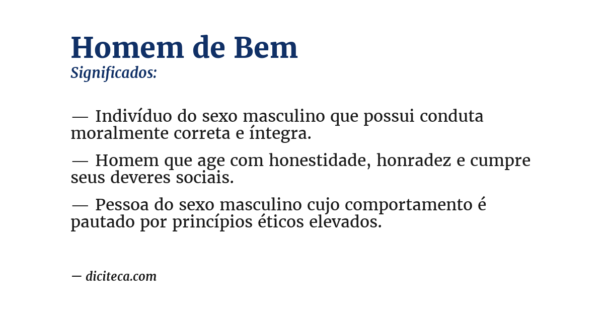 Significado de homem de bem