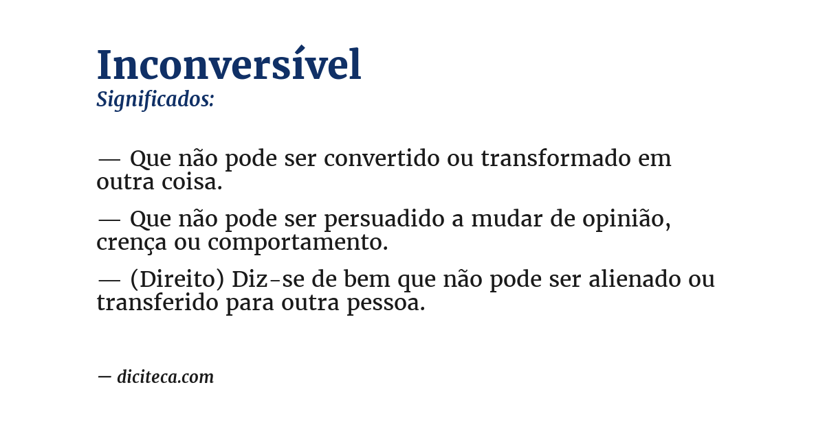Significado de inconversível