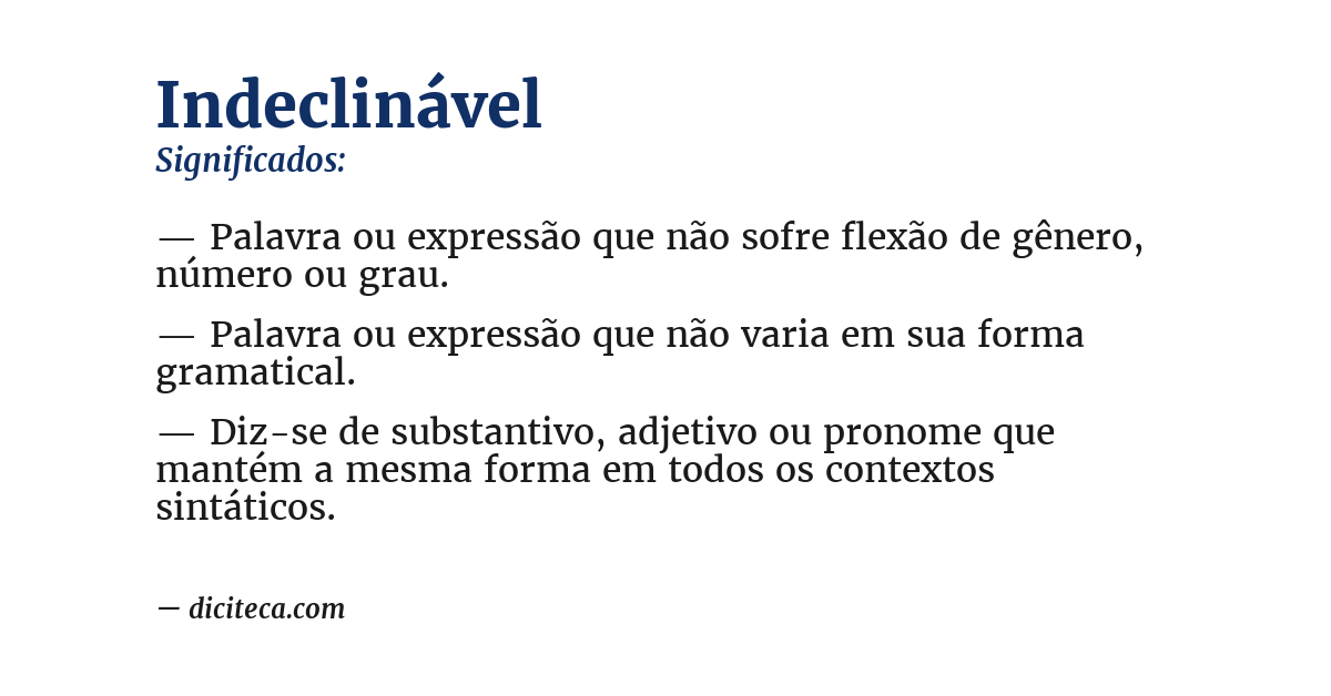 Significado de indeclinável