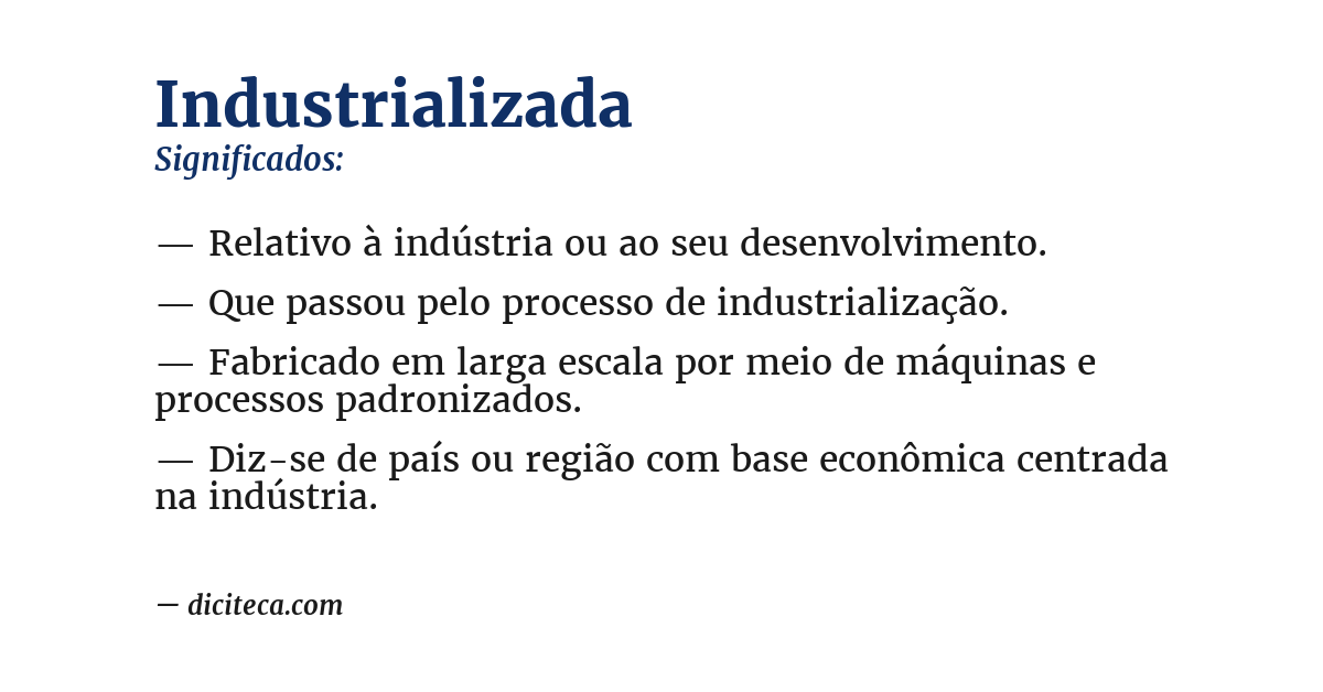 Significado de industrializada
