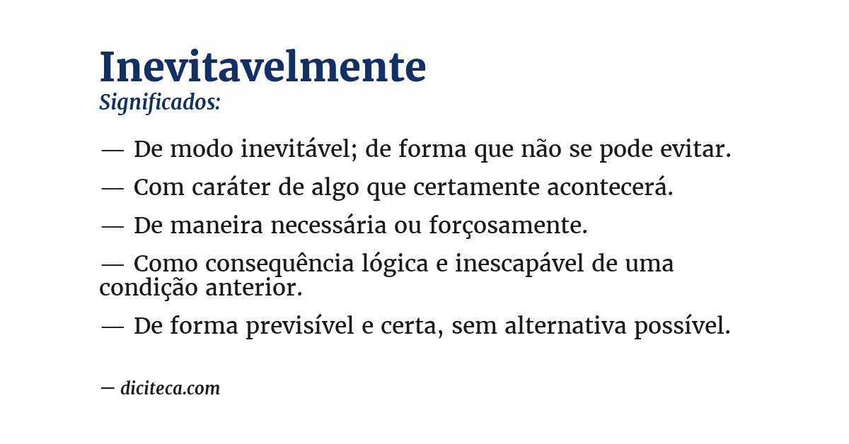 Significado de inevitavelmente