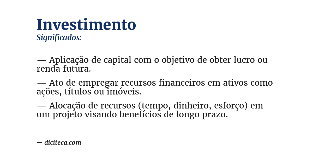 Significado de investimento