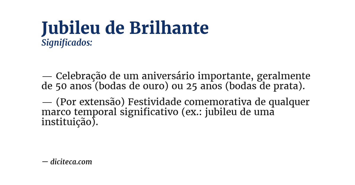 Significado de jubileu de brilhante