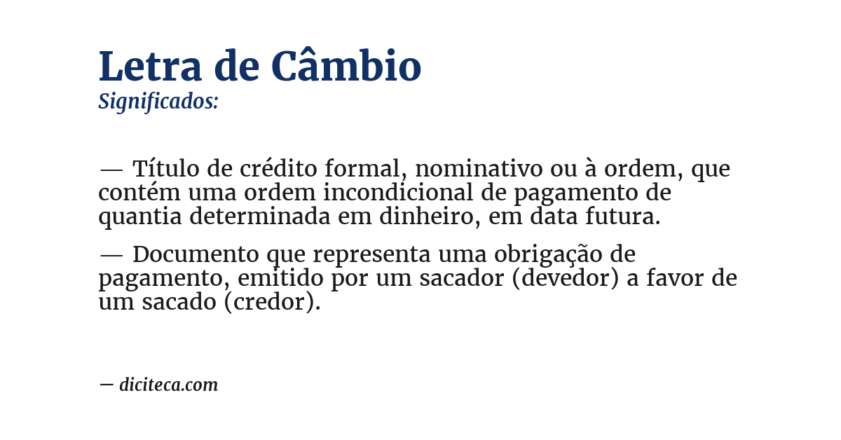 Significado de letra de câmbio