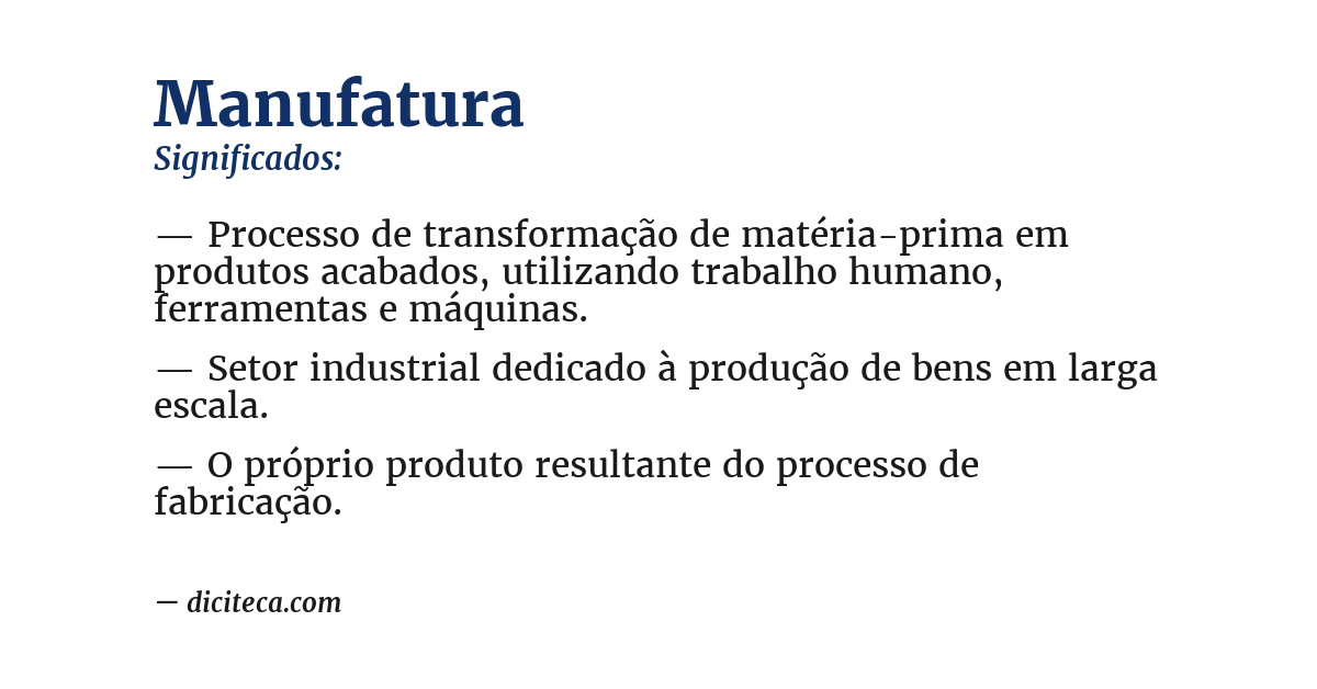 Significado de manufatura
