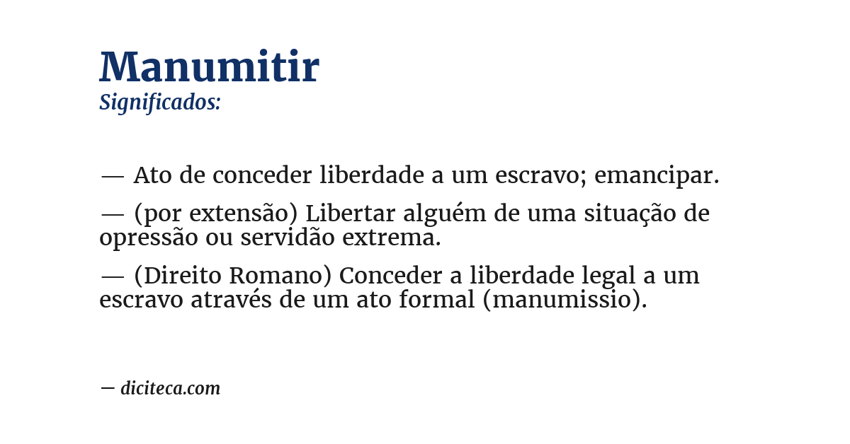 Significado de manumitir