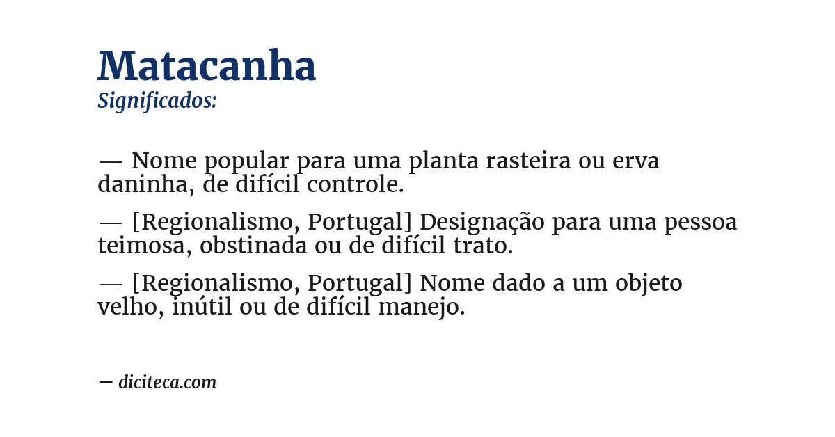 Significado de matacanha
