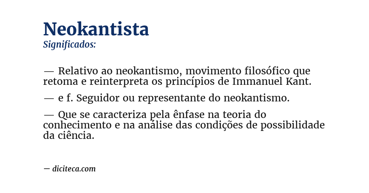 Significado de neokantista