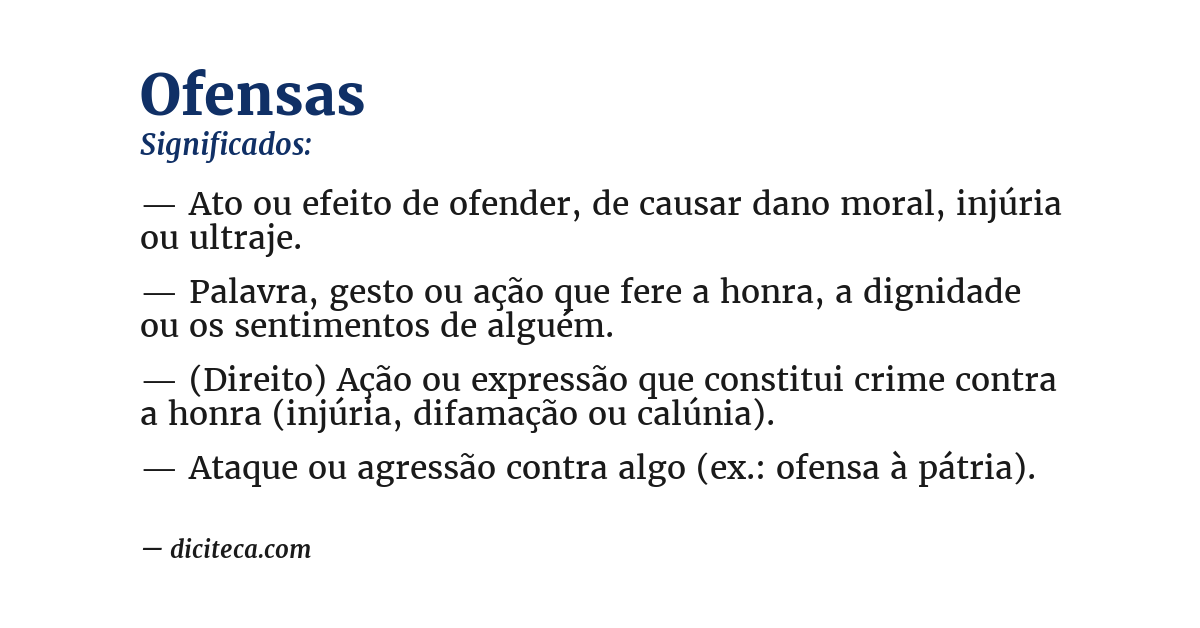 Significado de ofensas