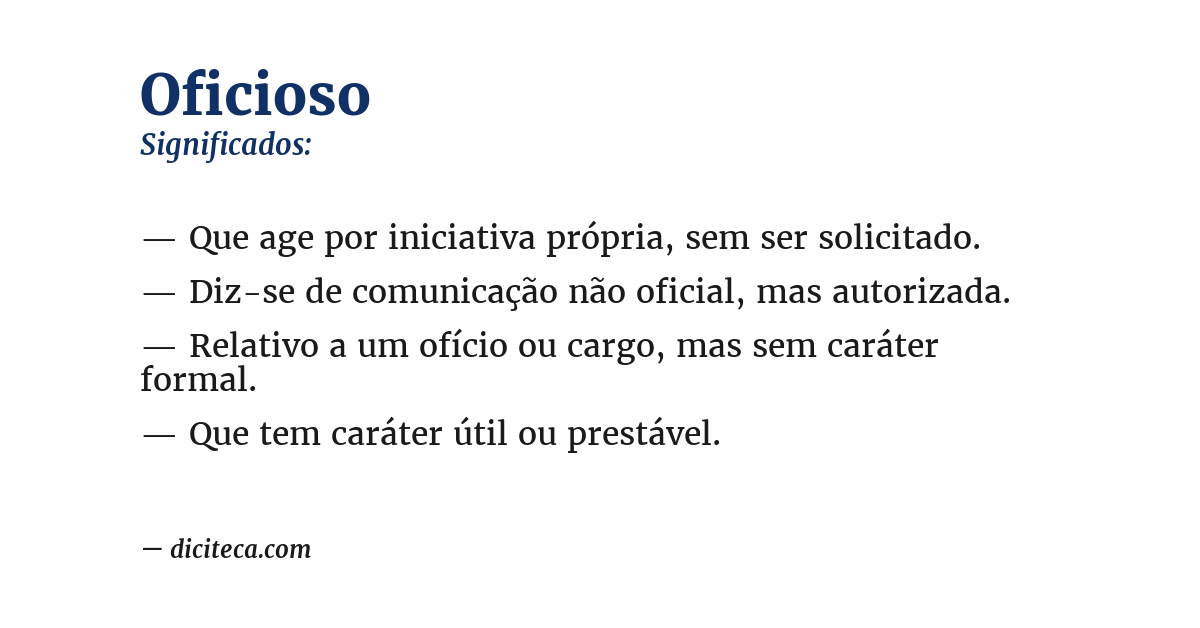 Significado de oficioso