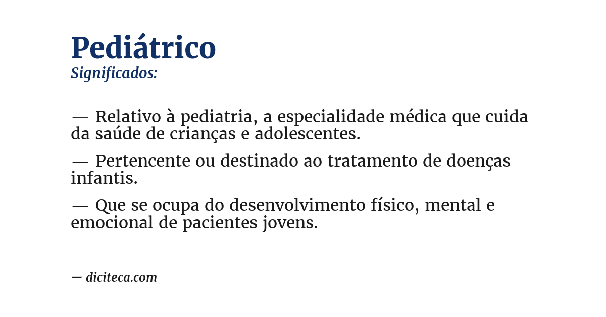 Significado de pediátrico