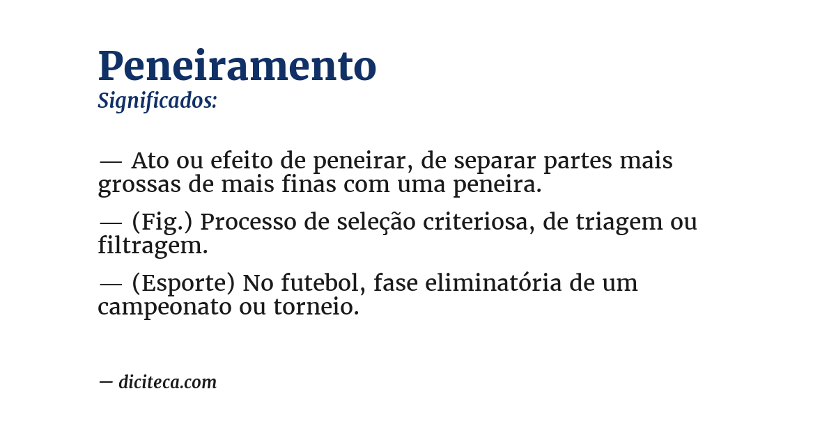 Significado de peneiramento
