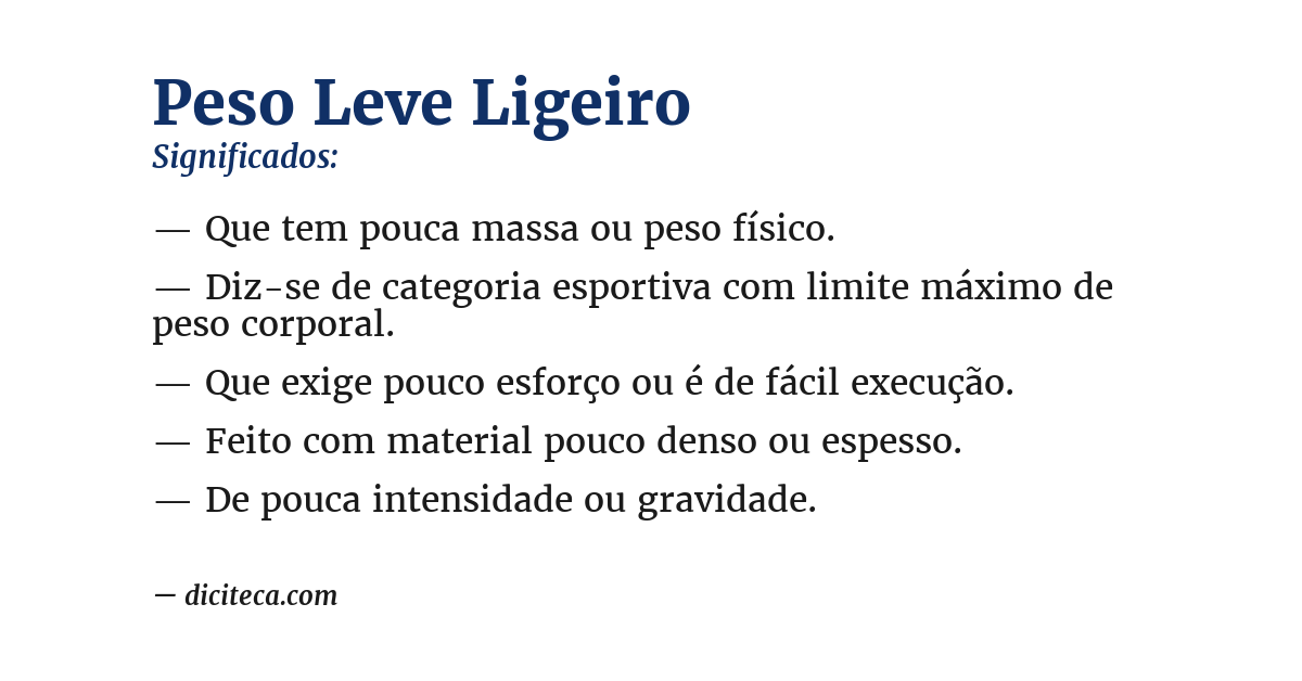 Significado de peso leve ligeiro
