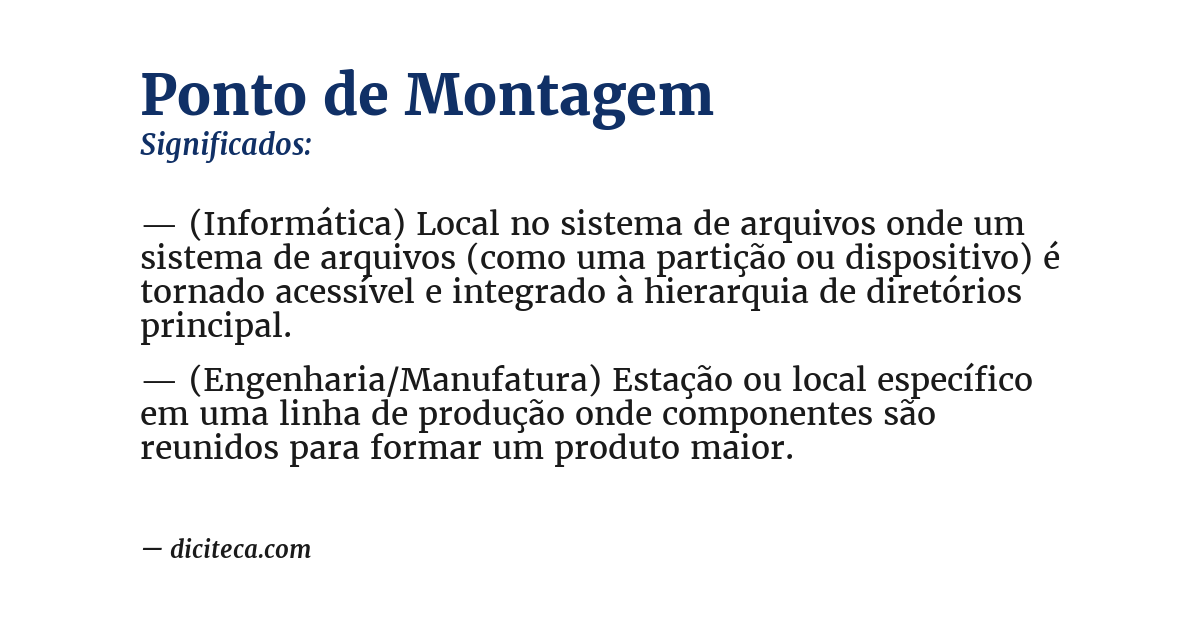 Significado de ponto de montagem