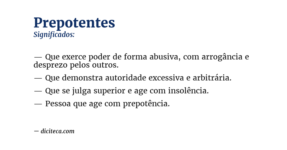 Significado de prepotentes