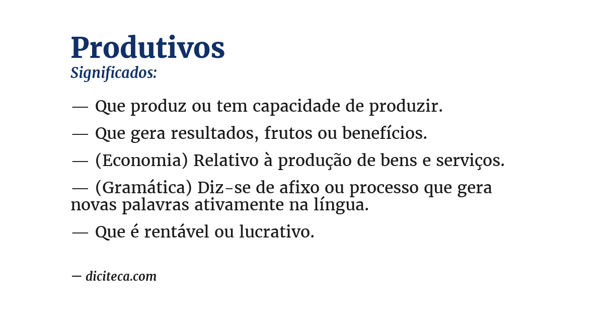 Significado de produtivos