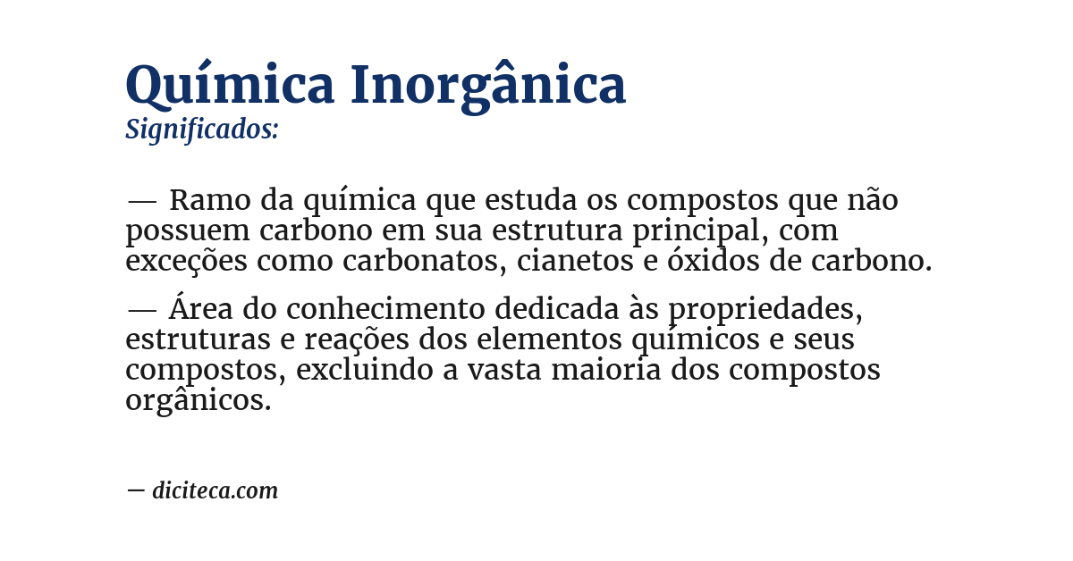 Significado de química inorgânica