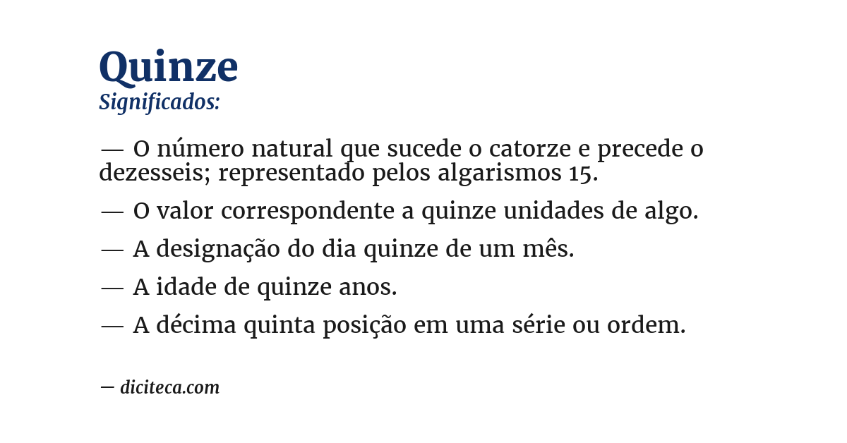 Significado de quinze