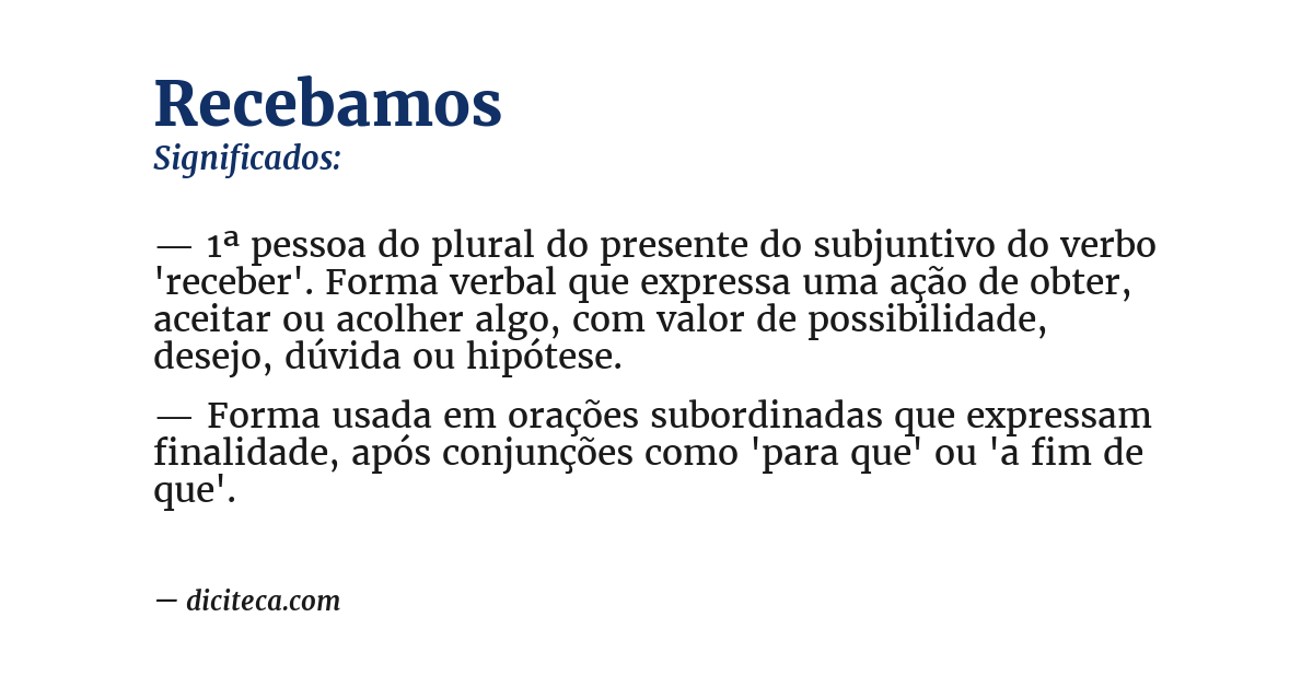 Significado de recebamos