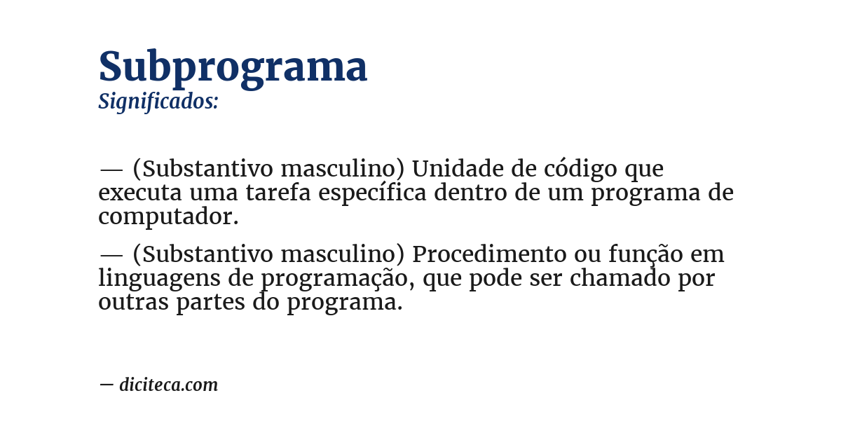 Significado de subprograma