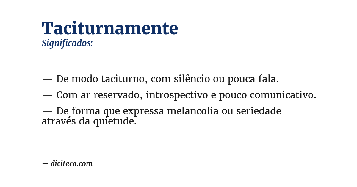 Significado de taciturnamente