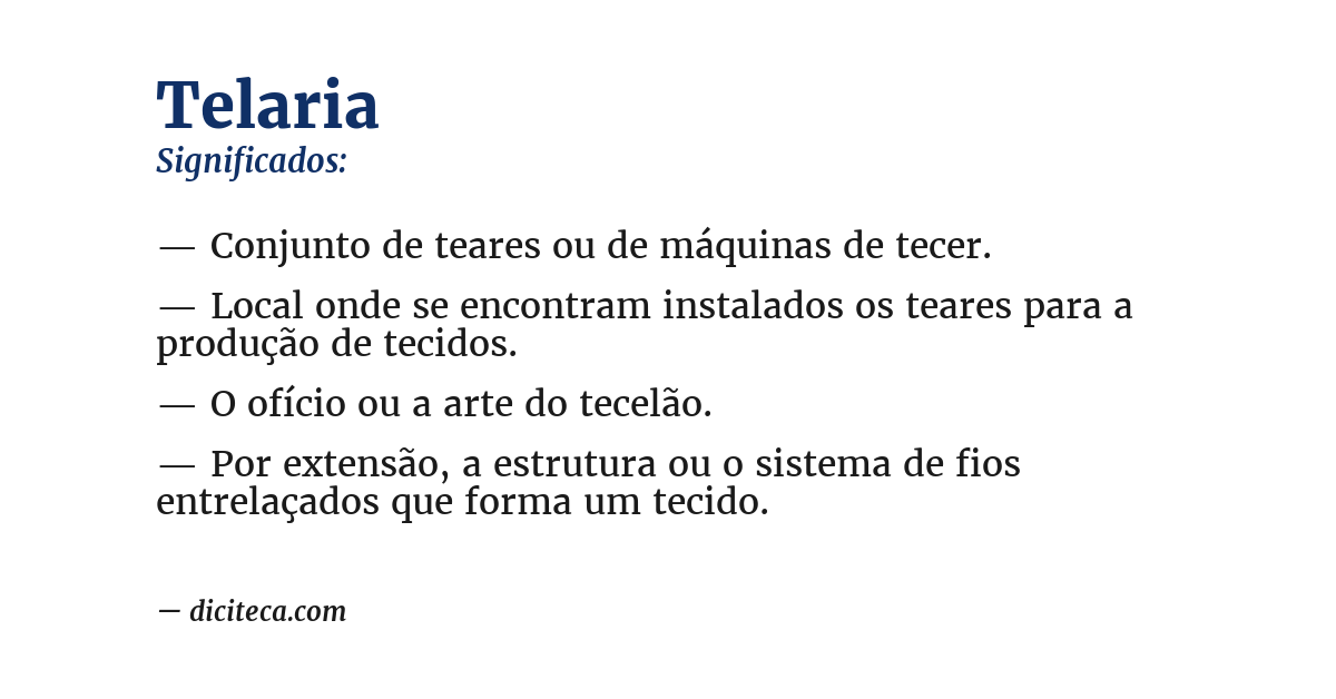 Significado de telaria