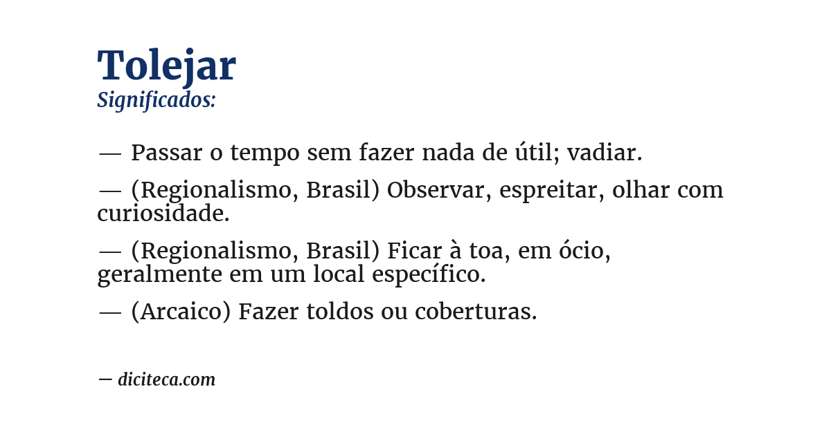 Significado de tolejar