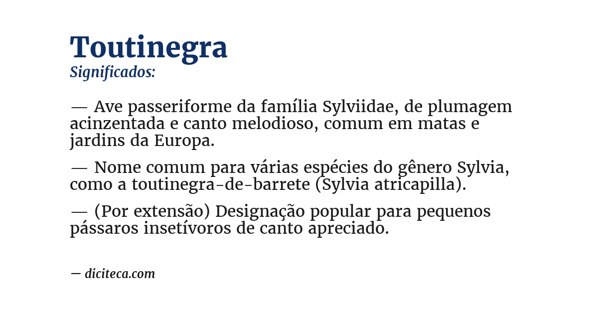Significado de toutinegra
