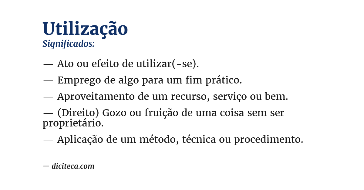 Significado de utilização